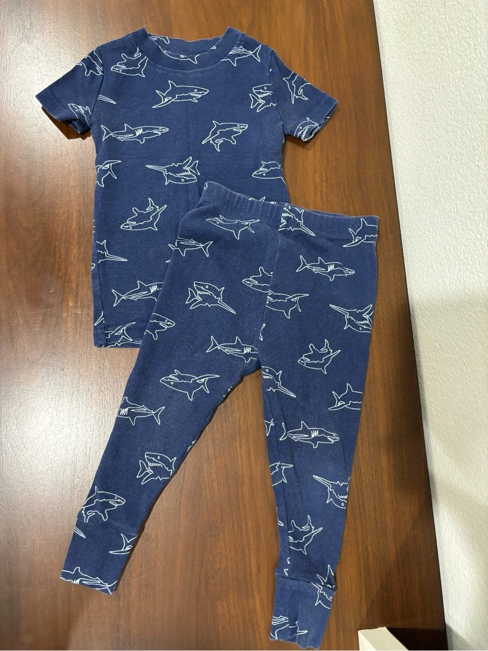 Kirkland Signature Navy Shark Print Pajama Set